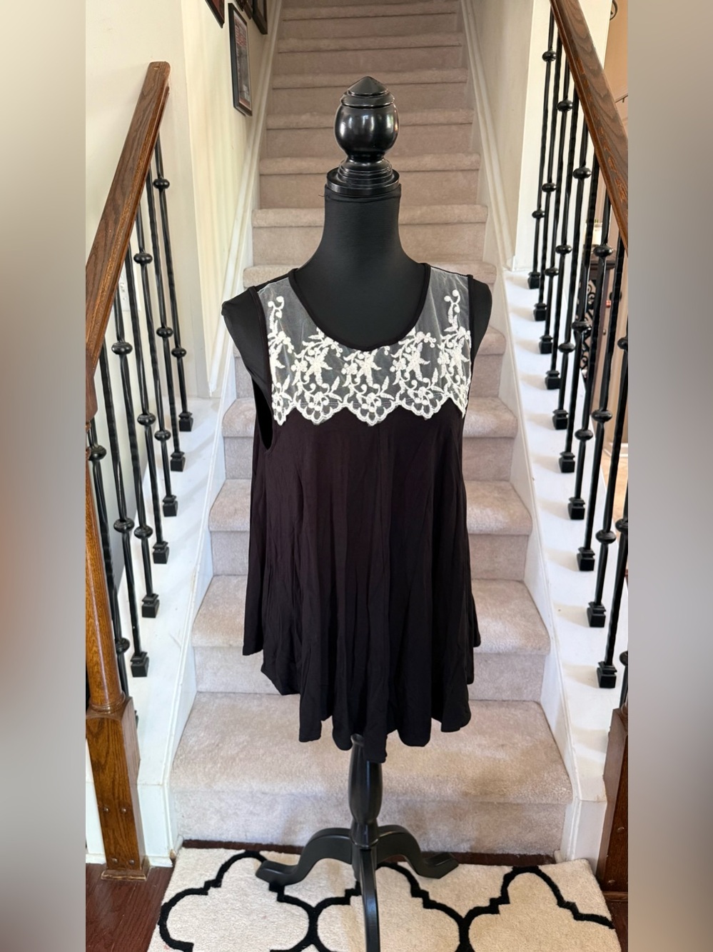 Ladies Black & Crème Tank Tunic